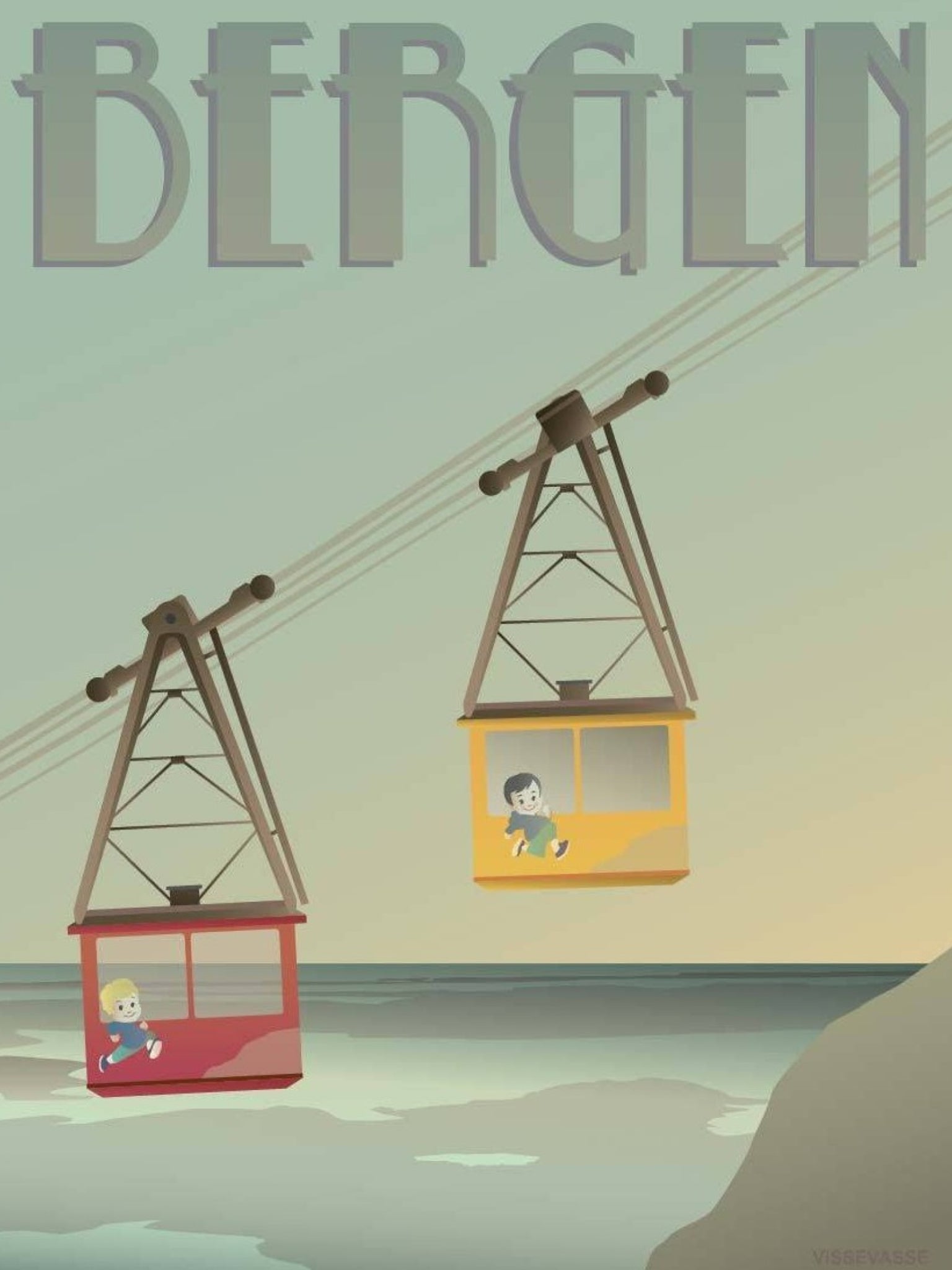Vissevasse Bergen Cable Car Poster