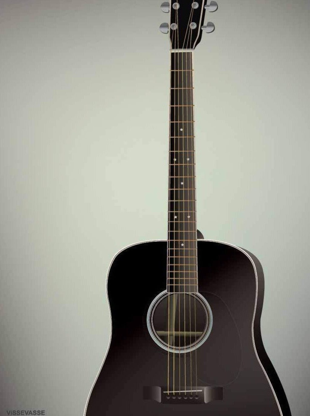 Vissevasse Guitar Poster, 15 X21 Cm