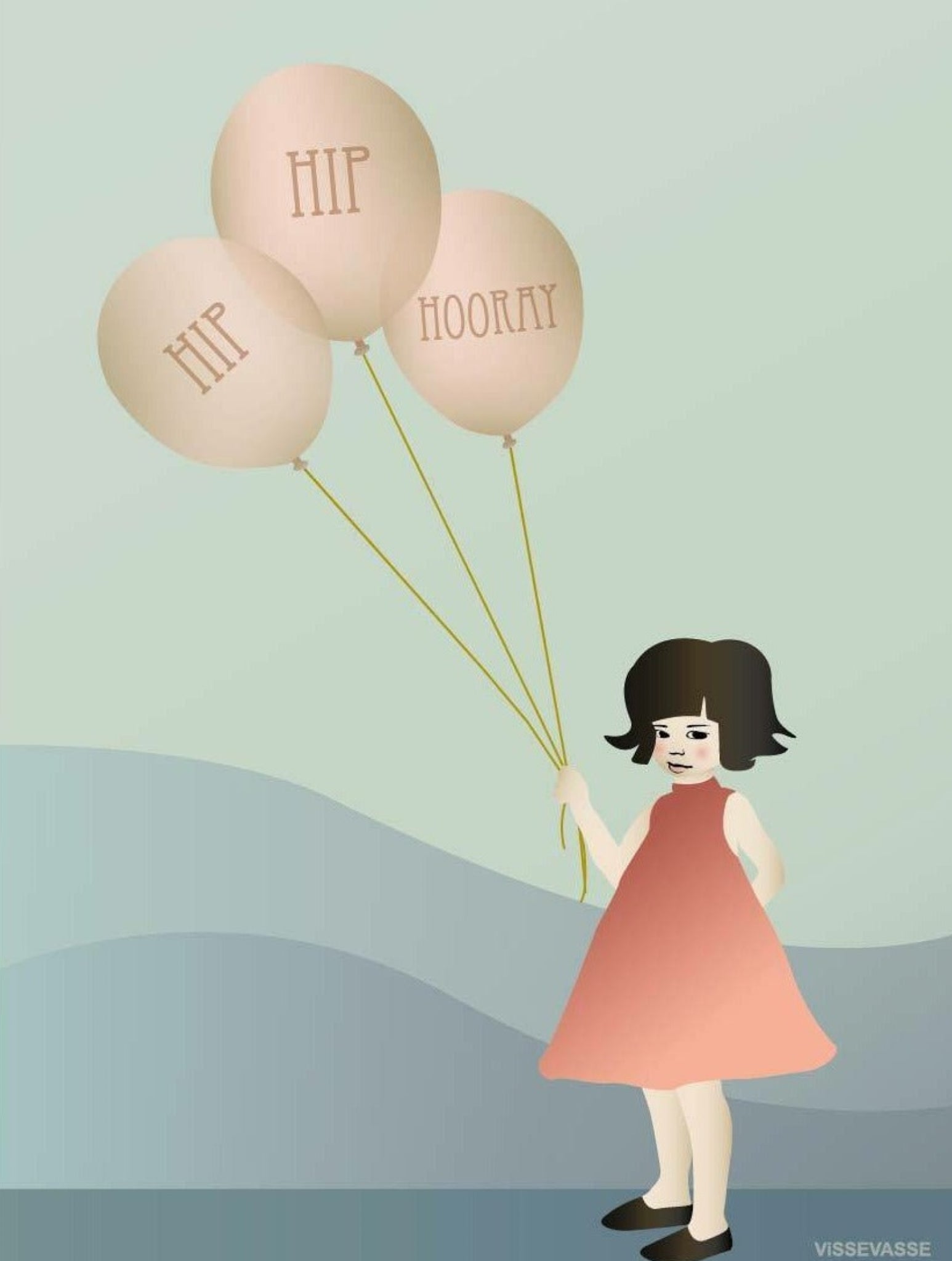 Vissevasse Hipp Hip Hurray Greeting Card, 15 X21 Cm