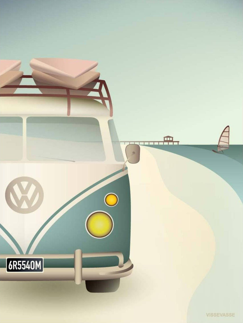 Vissevasse Vw Camper Poster, 15 X21 Cm