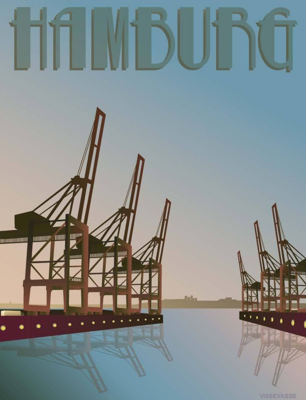 Vissevasse Hamburg Cranes Poster, 15 X21 Cm