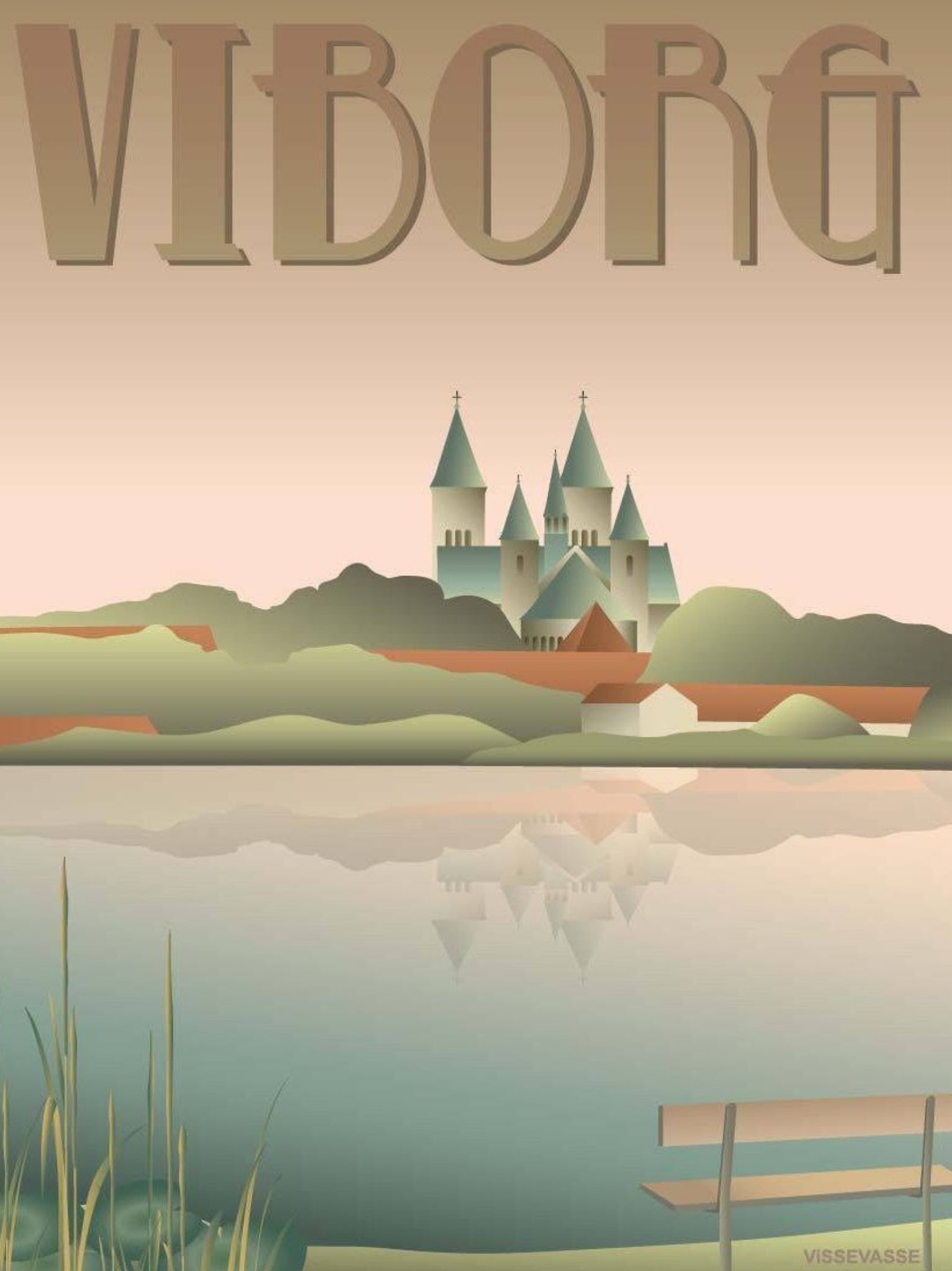 Vissevasse Viborg Lakes Poster, 15 X21 Cm