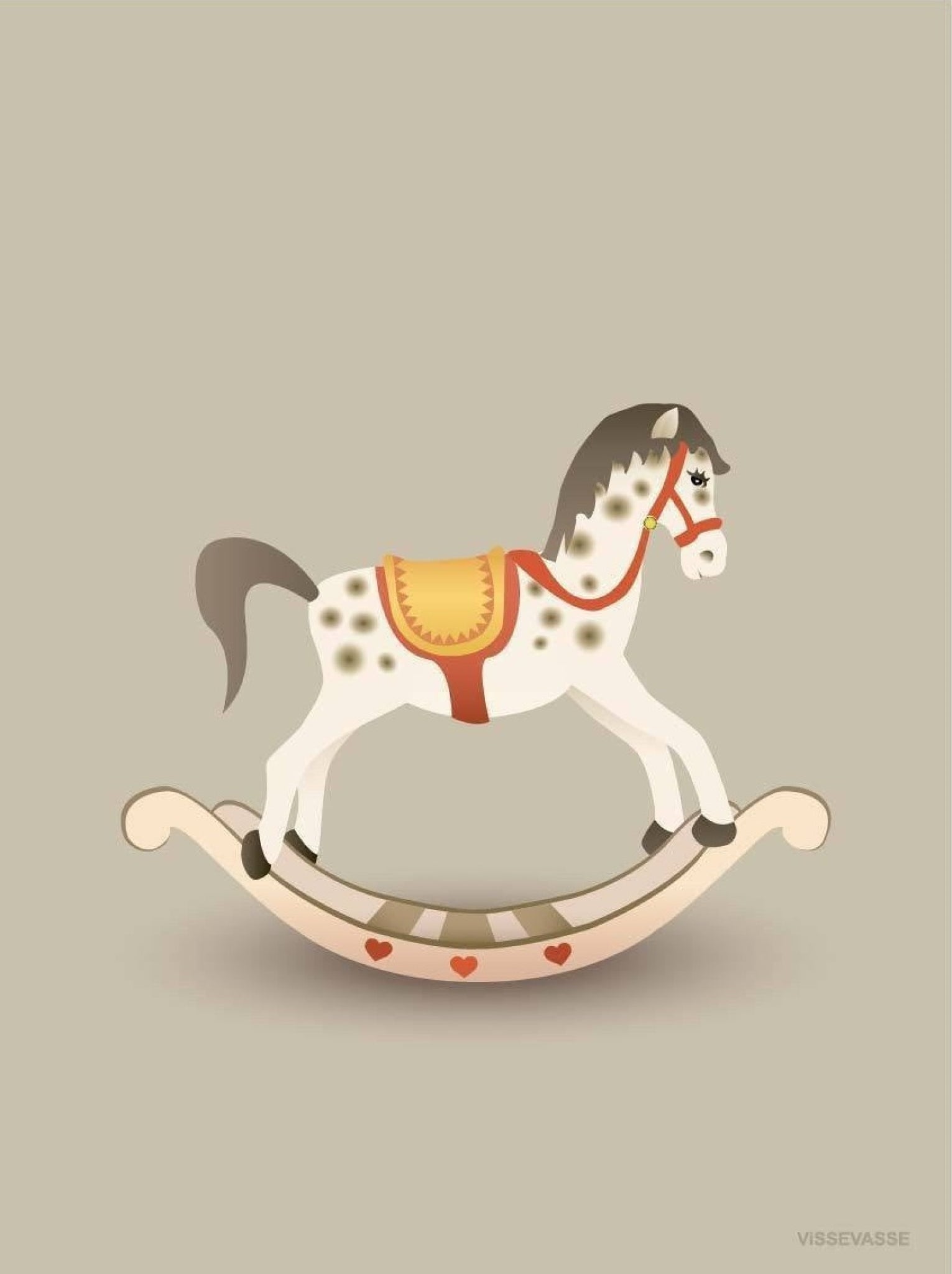Vissevase Rocking Horse Poster 15 X21 Cm, Sandy Brown