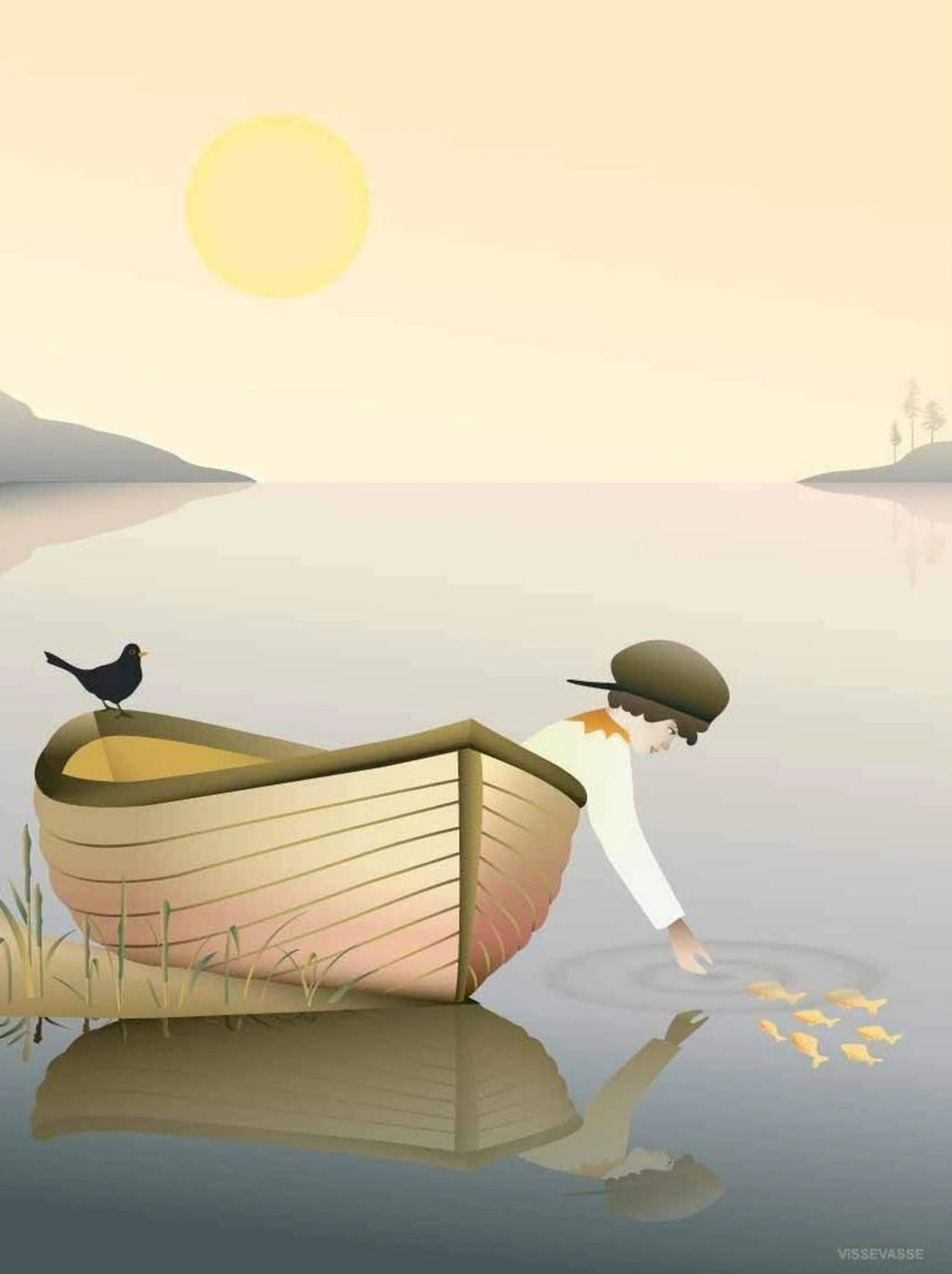Vissevasse Boy In A Boat Poster, 15 X21 Cm