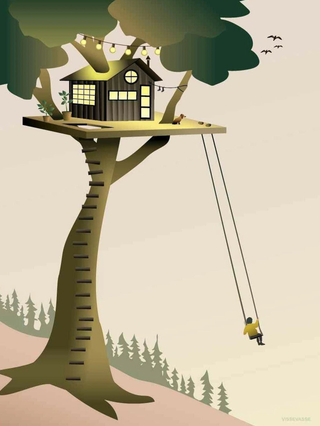 Vissevasse Tree House Poster, 30 X40 Cm