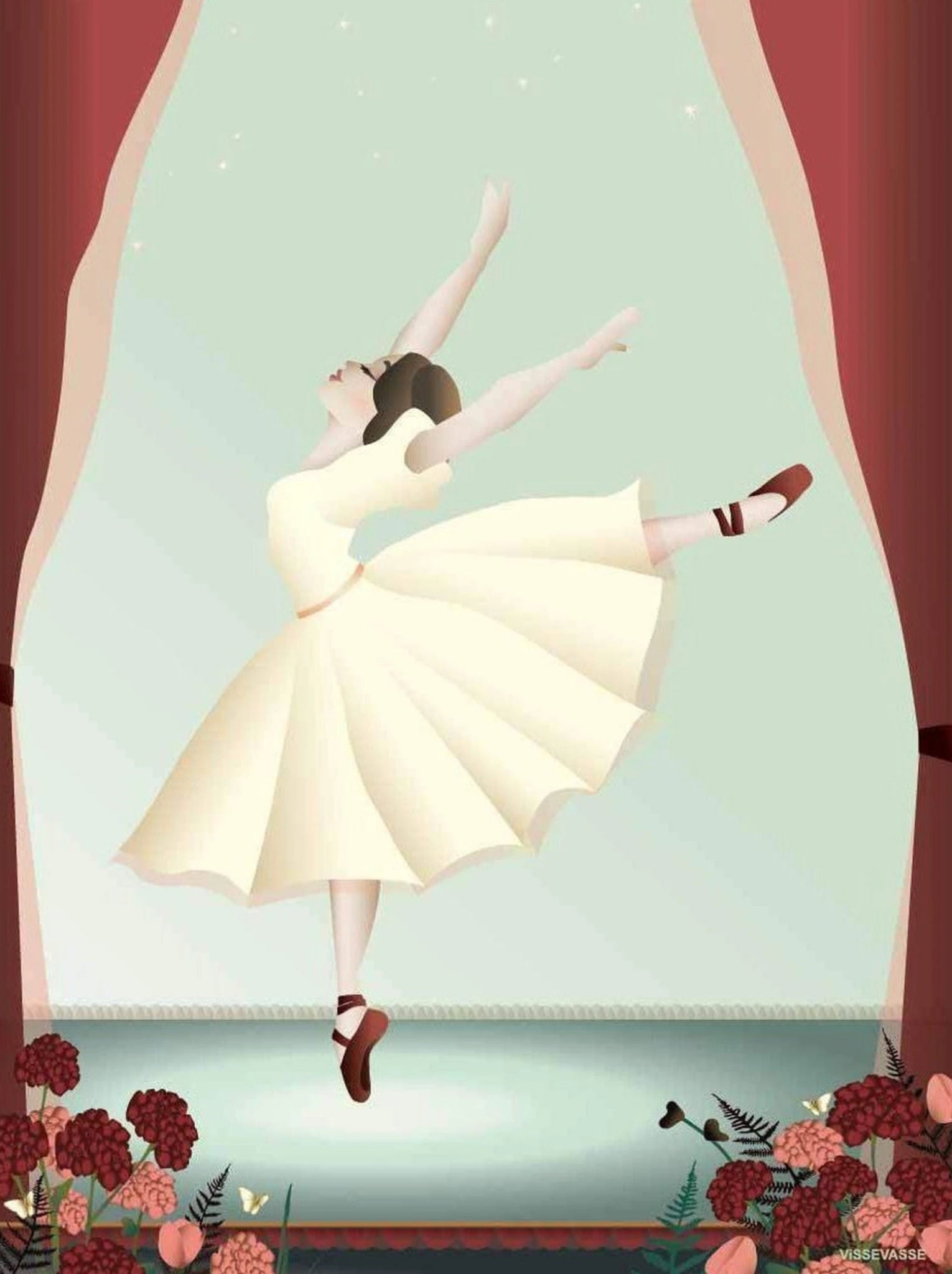 Vissevasse Ballerina Poster, 15 X21 Cm