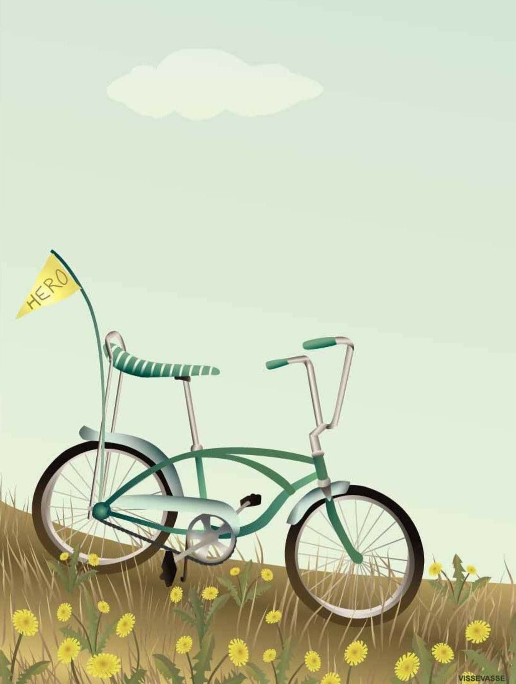Vissevasse Bike With A Flag Poster, 50 X70 Cm