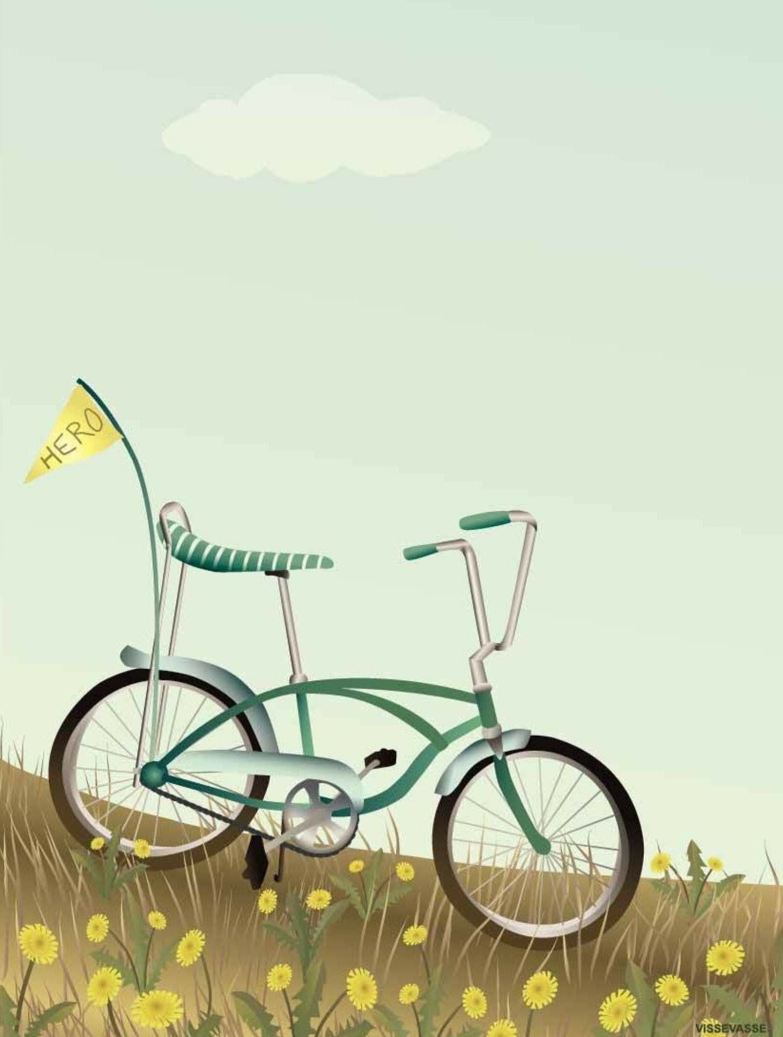 Vissevasse Bike With A Flag Poster, 50 X70 Cm