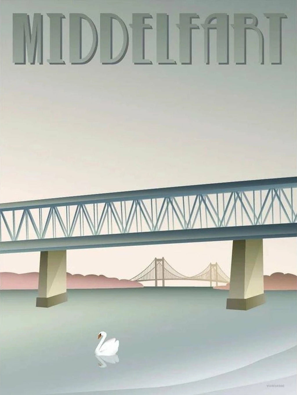 Vissevasse Middelfart Old Bridge Poster, 15 X21 Cm