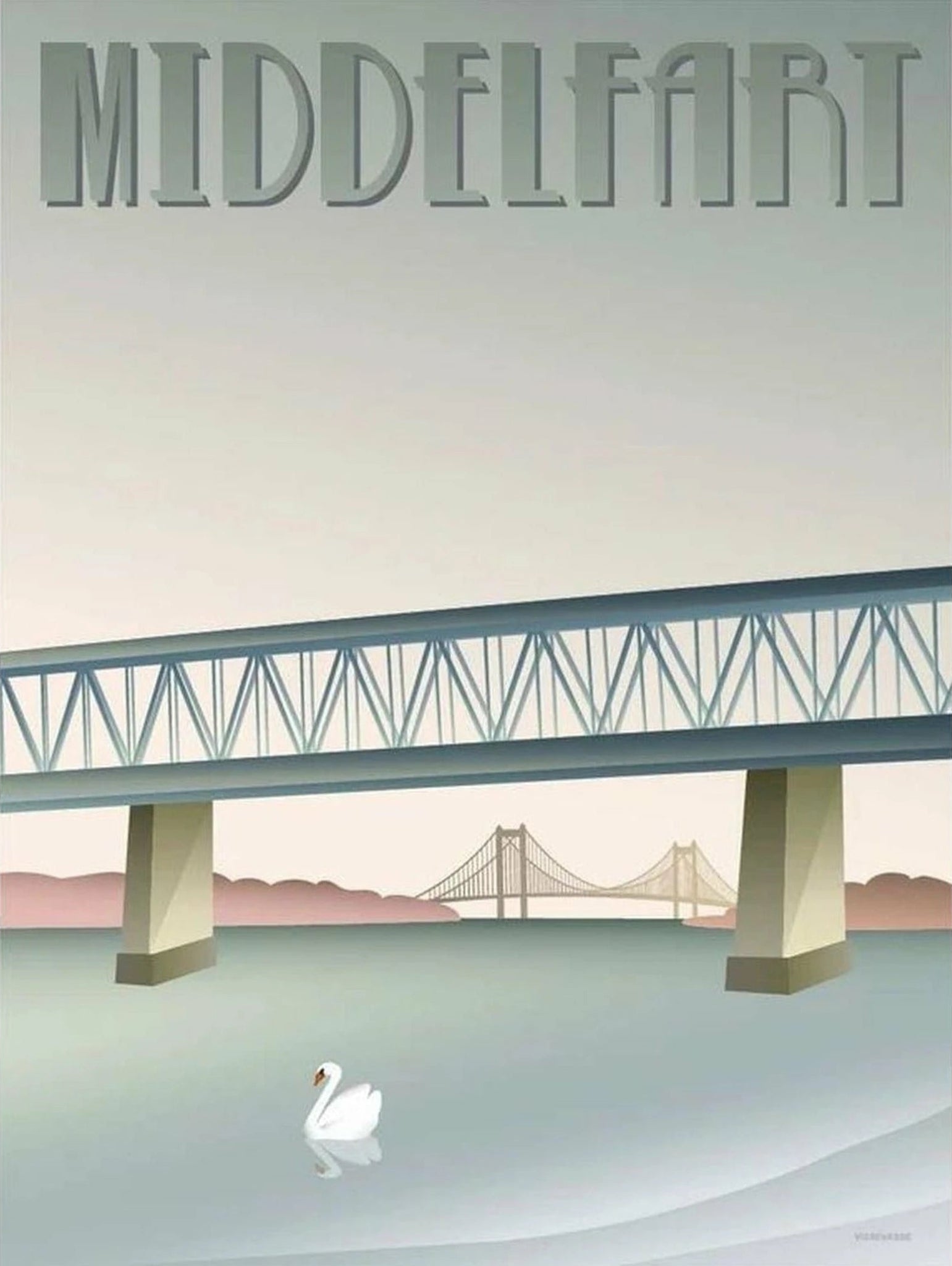 Vissevasse Middelfart Old Bridge Poster, 15 X21 Cm
