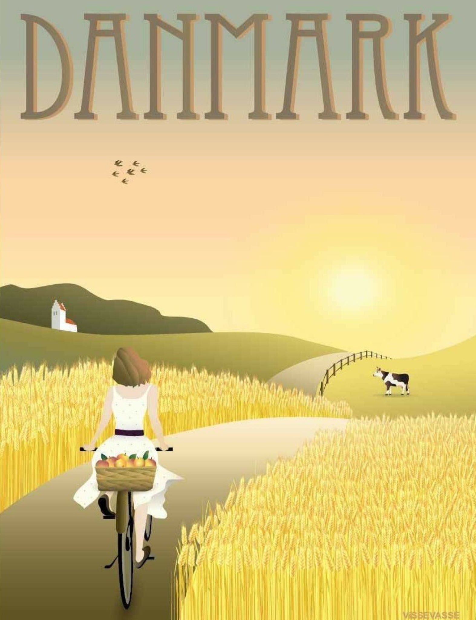 Vissevasse Denmark Felder Poster, 30 X40 Cm