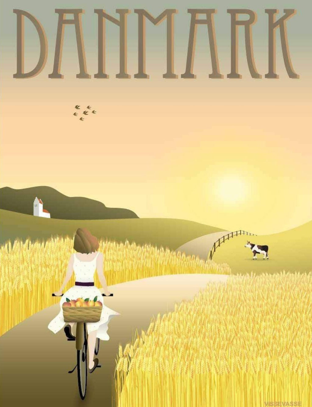 Vissevasse Denmark Felder Poster, 15 X21 Cm