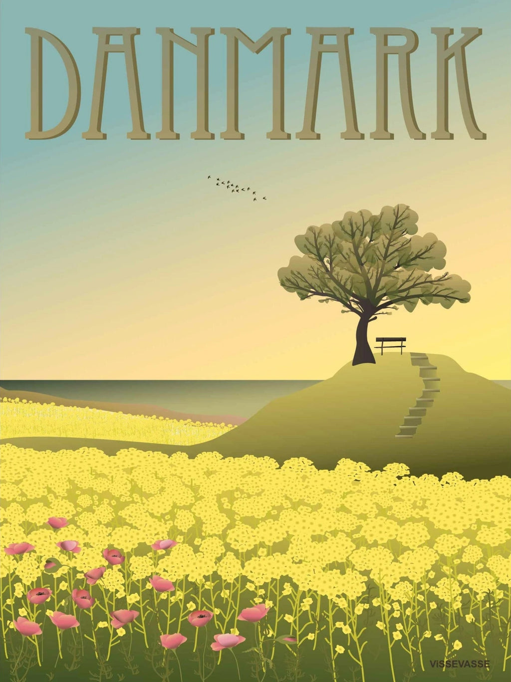 Vissevasse Denmark Rapeseed Fields Poster, 15x21cm