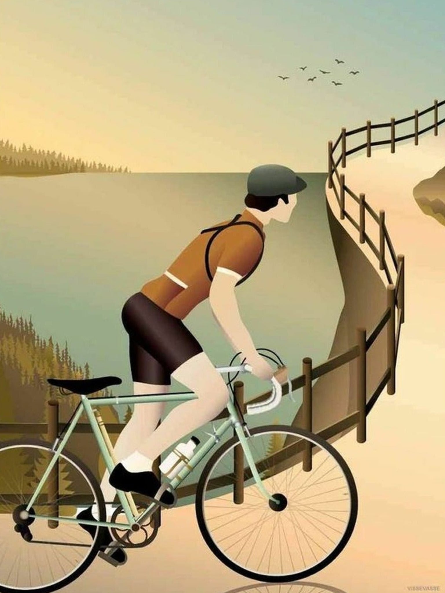 Vissevasse Cycling In The Hills Poster, 30 X40 Cm