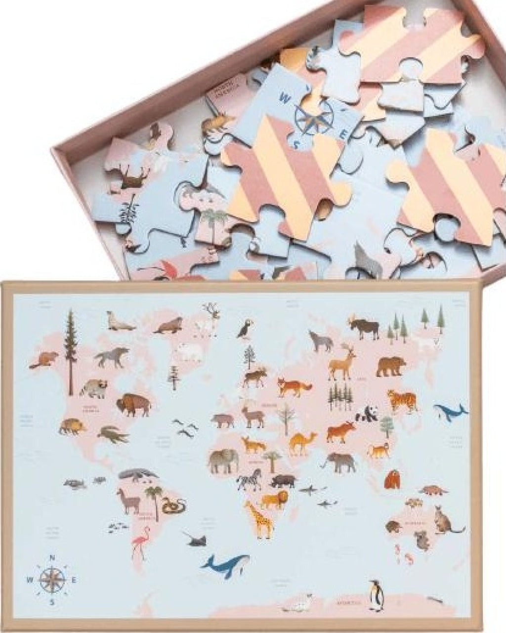 Vissevasse World Map Animal Puzzle With 42 Pieces