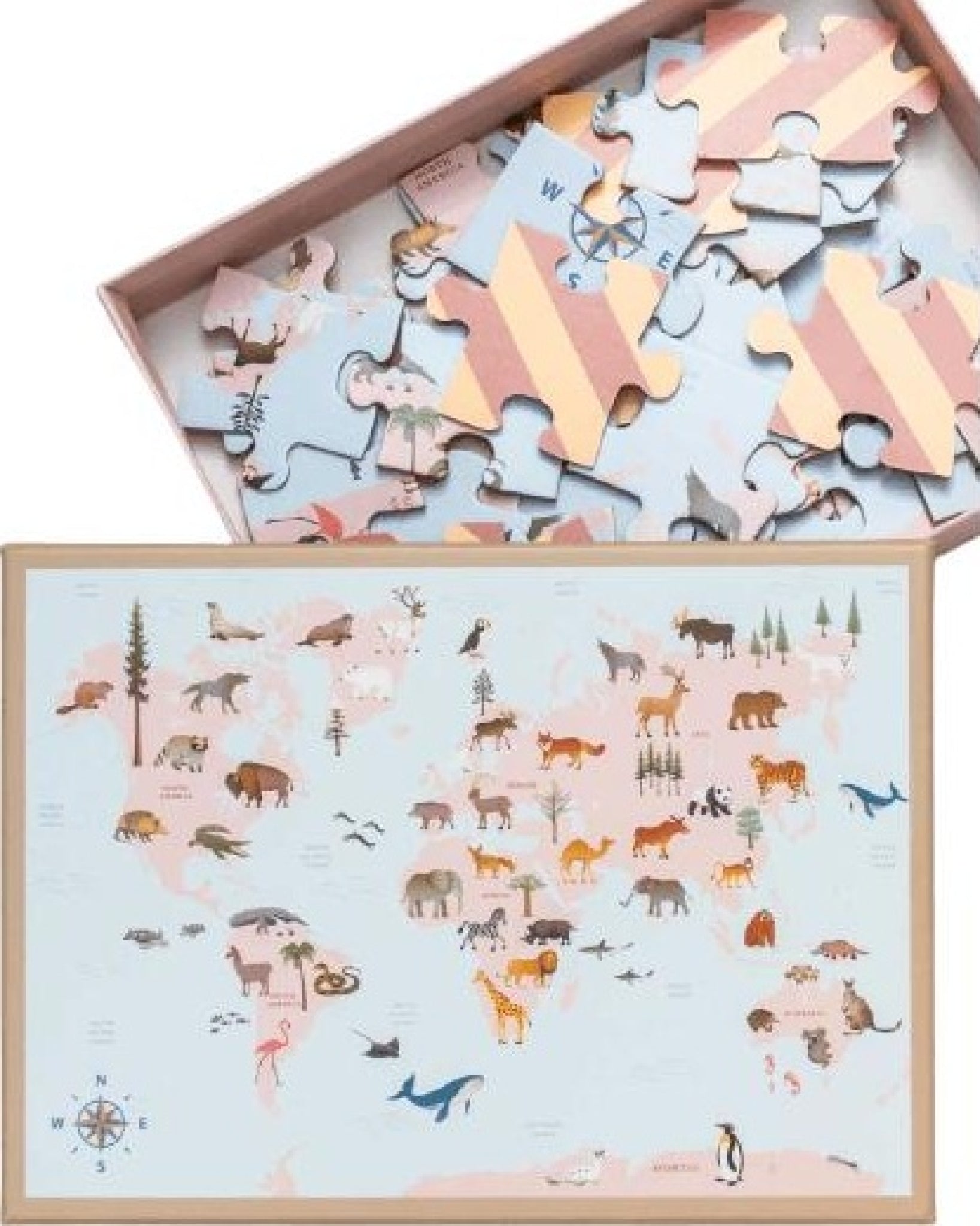 Vissevasse World Map Animal Puzzle With 42 Pieces