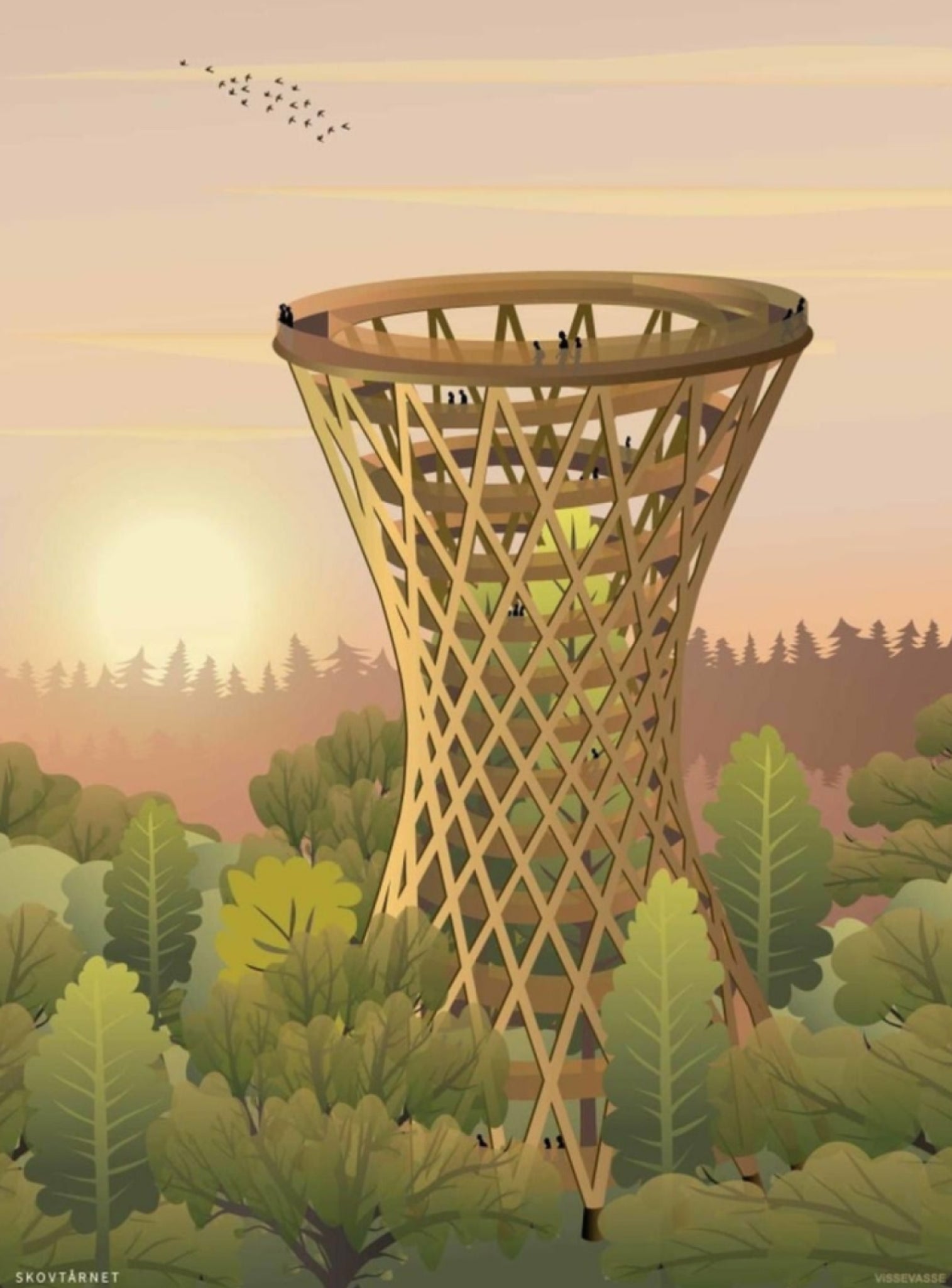 Vissevasse Forest Tower Poster, 50 X 70 Cm
