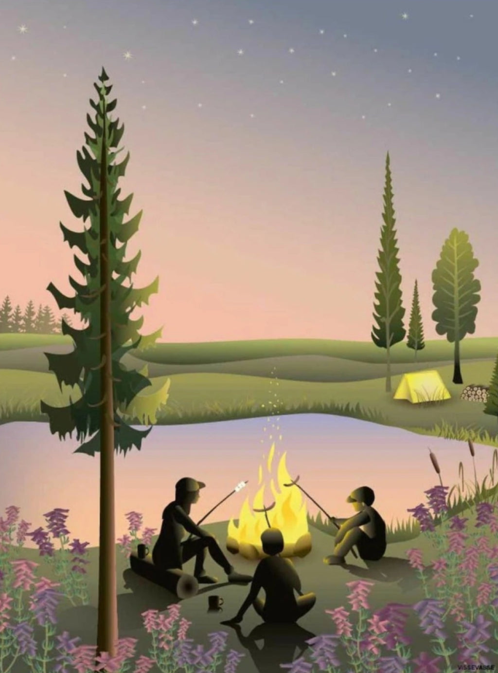 Vissevasse Campfire Poster, 15 X 21 Cm
