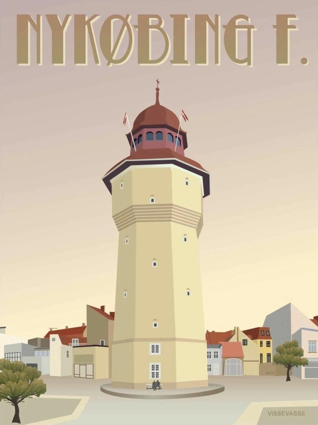 Vissevasse Nykøbing F The Water Tower Poster, 50 X 70 Cm