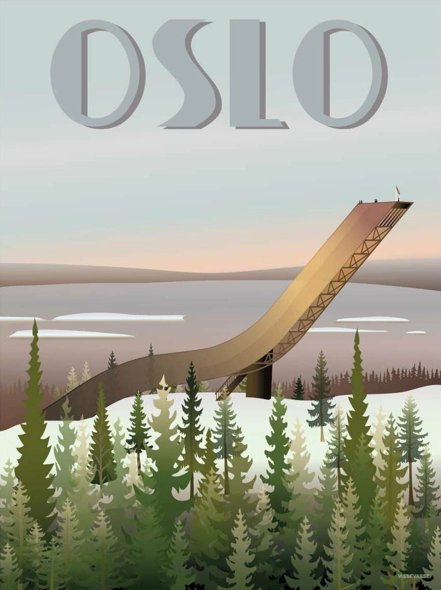 Vissevasse Oslo 'Holmenkollbakken' Poster, 15x21 Cm