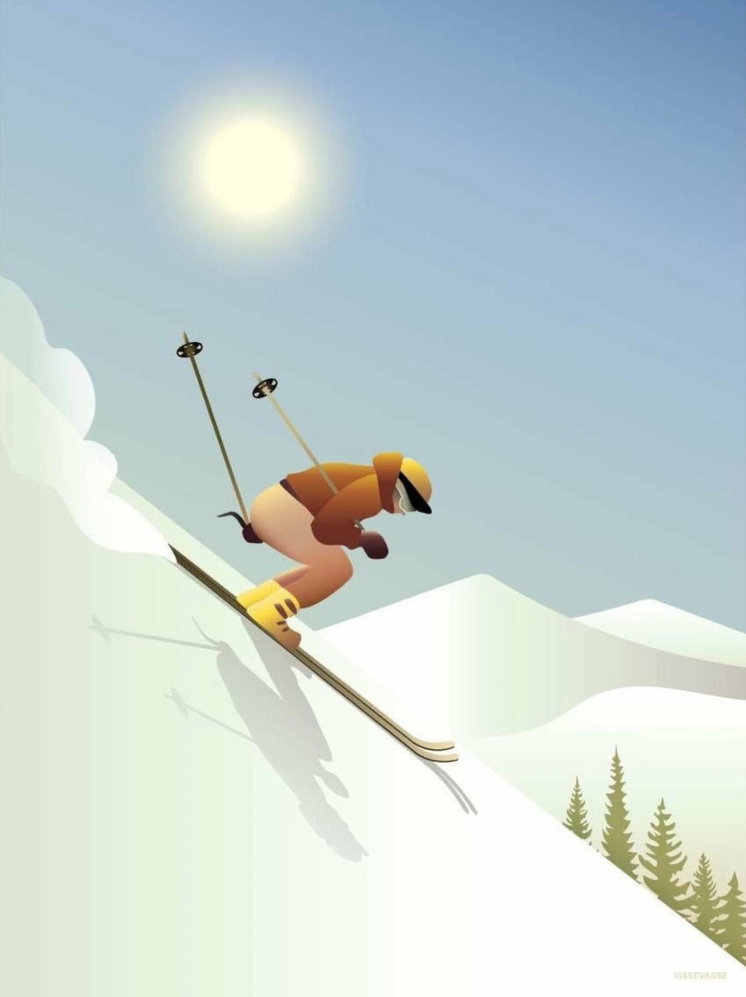 Vissevasse Downhill Skiing Poster, 30x40 Cm