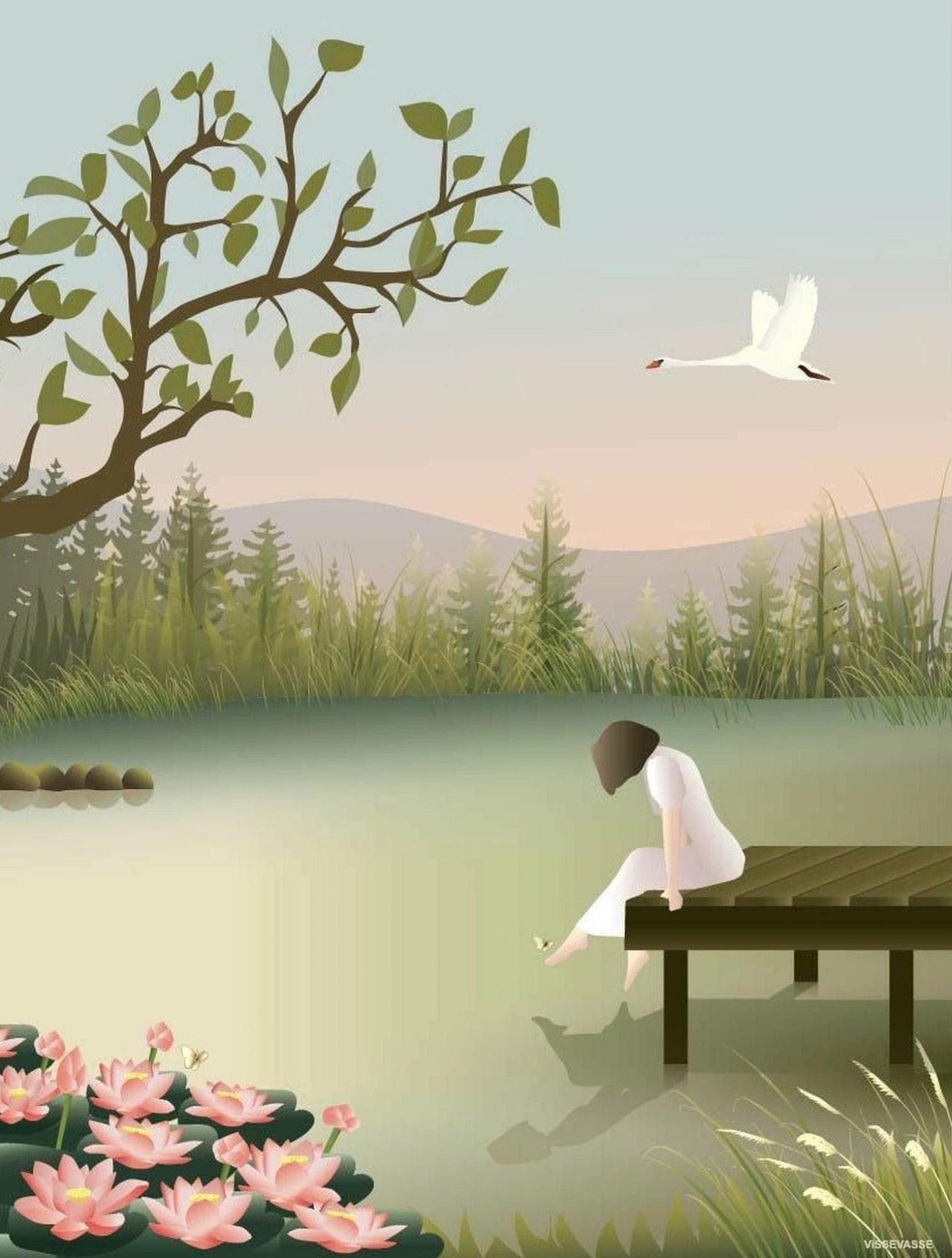 Vissevasse Girl On The Bridge Poster, 30x40 Cm