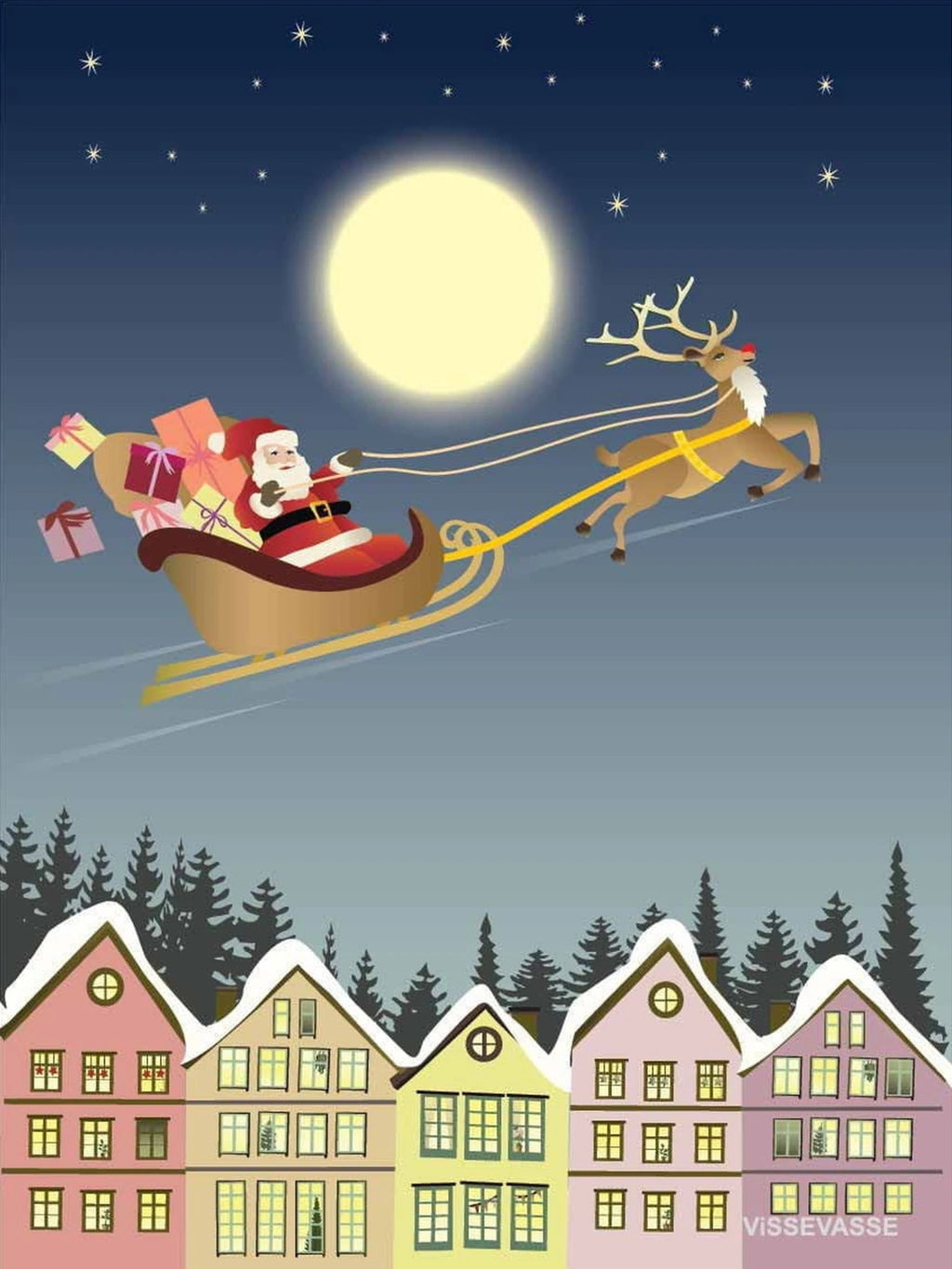 Vissevasse Santa & Rudolf Poster, 50x70 Cm