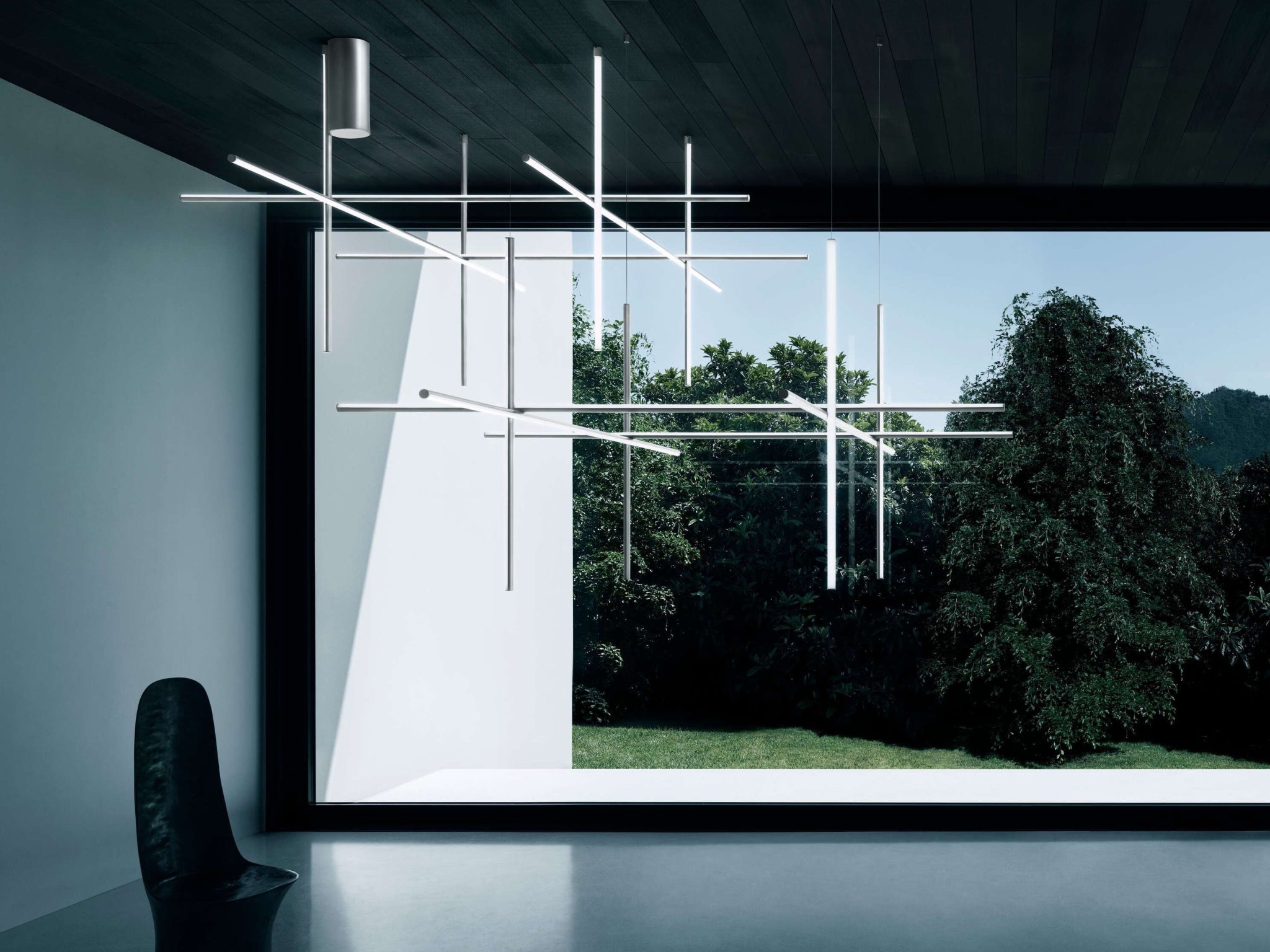 Flos Coordinates C4 Long Ceiling Lamp, Argent