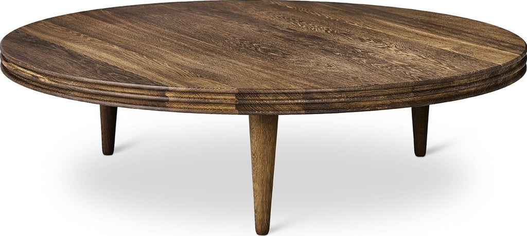 DK3 Groove Three-legged side table oak smoked, ØxH 110x37,5 cm