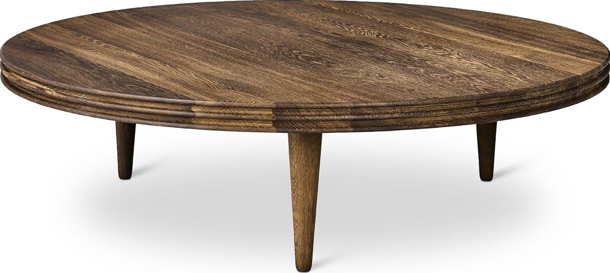 DK3 Groove Three-legged side table oak smoked, ØxH 110x37,5 cm