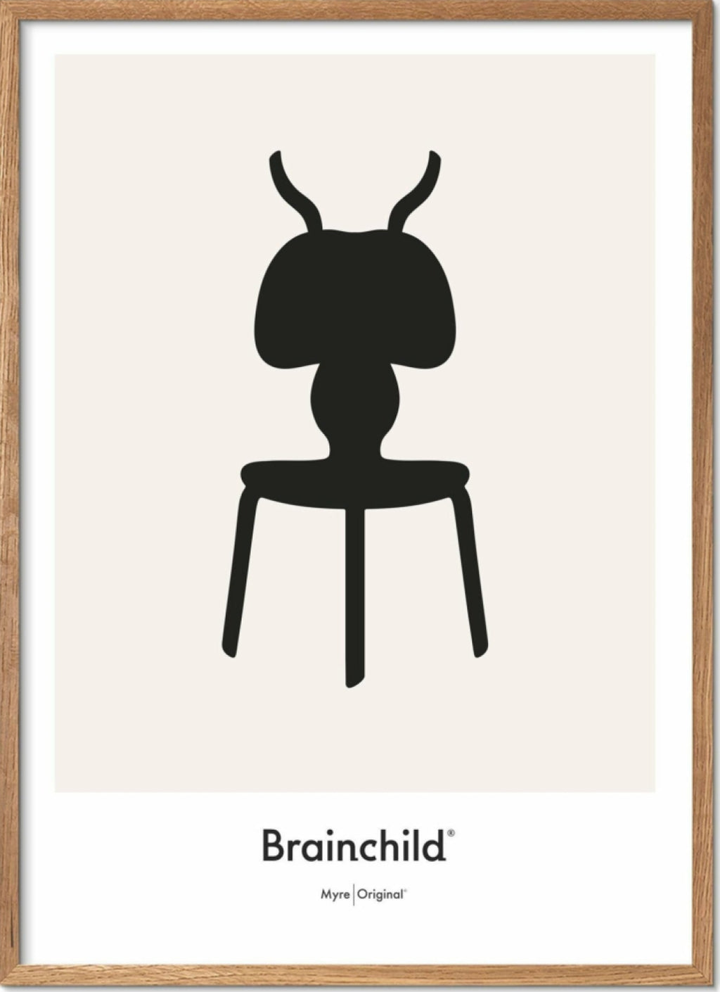 Brainchild Ant Design Icon Poster, frame made of light wood A5, grey