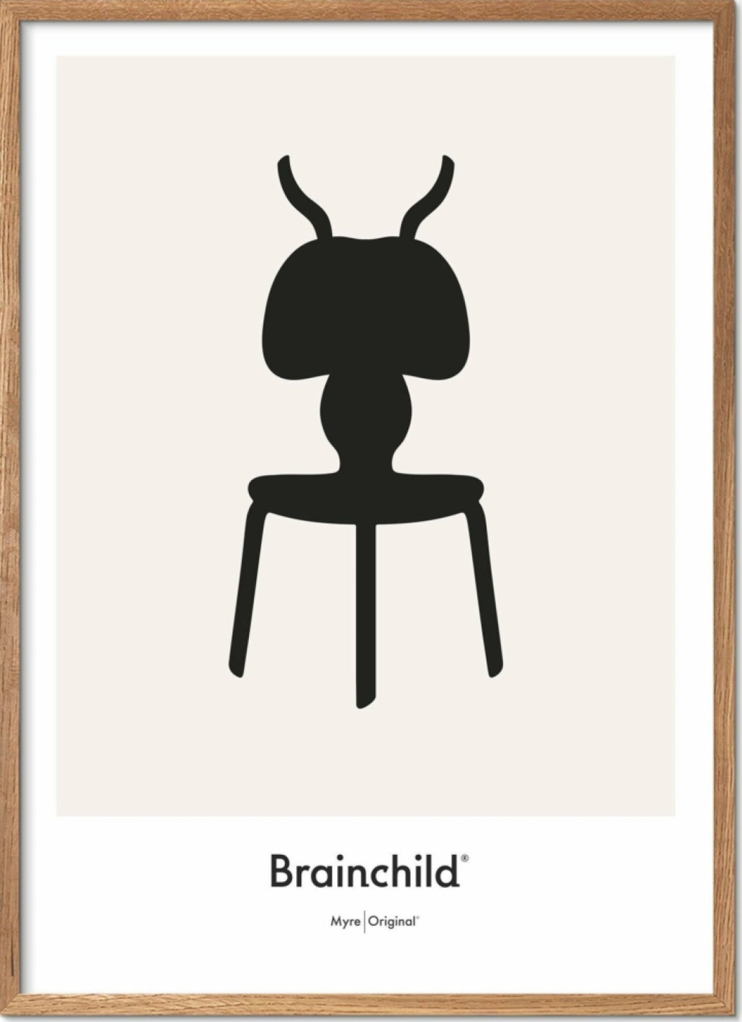 Brainchild Ant Design Icon Poster, frame made of light wood A5, grey