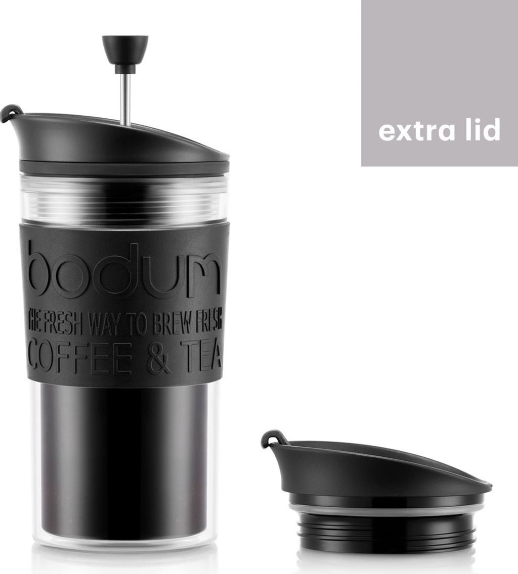 Bodum Travel Press Set Coffee maker with extra lid double-walled, black