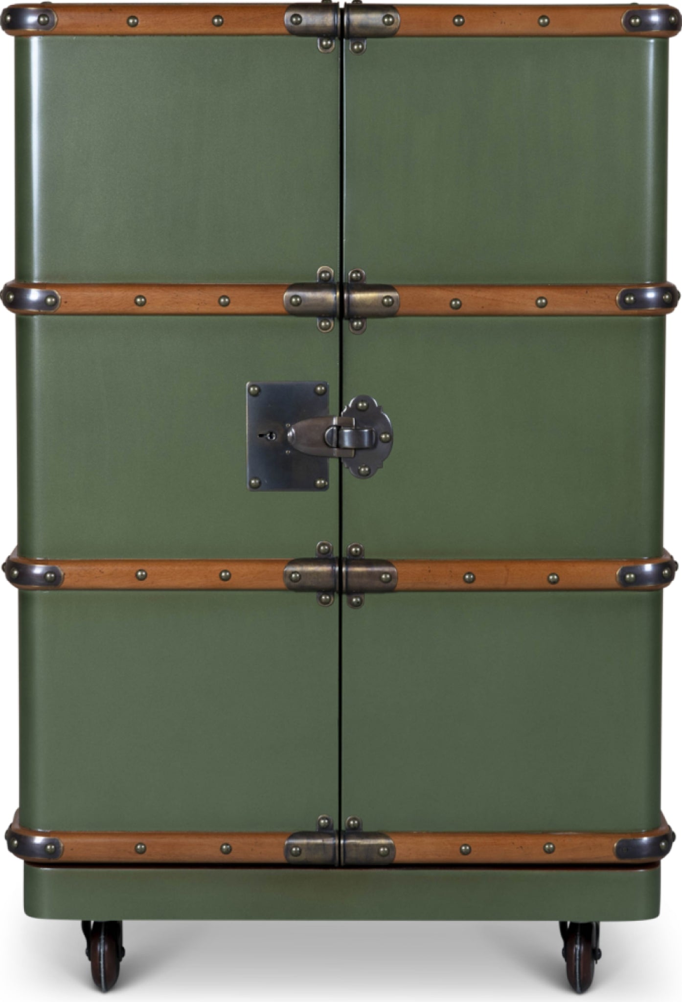 Authentic Models Polo Club Travel Suitcase Cabinet Bar, Field Green