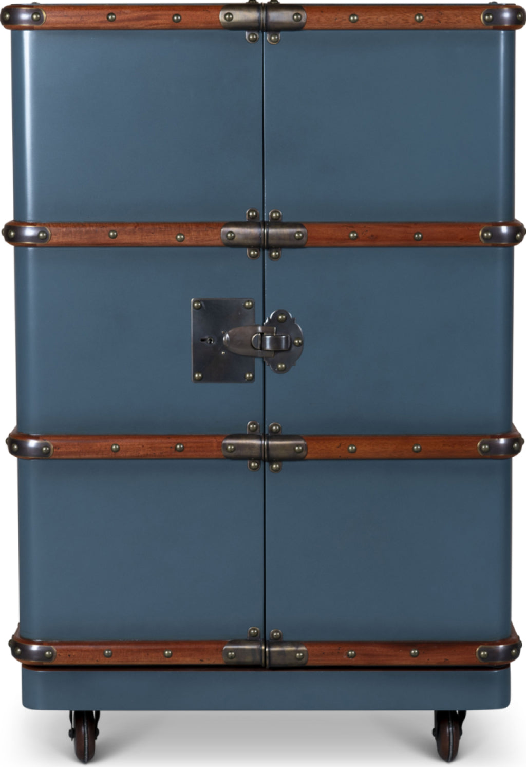Authentic Models Polo Club Travel Suitcase Cabinet Bar, Petrol
