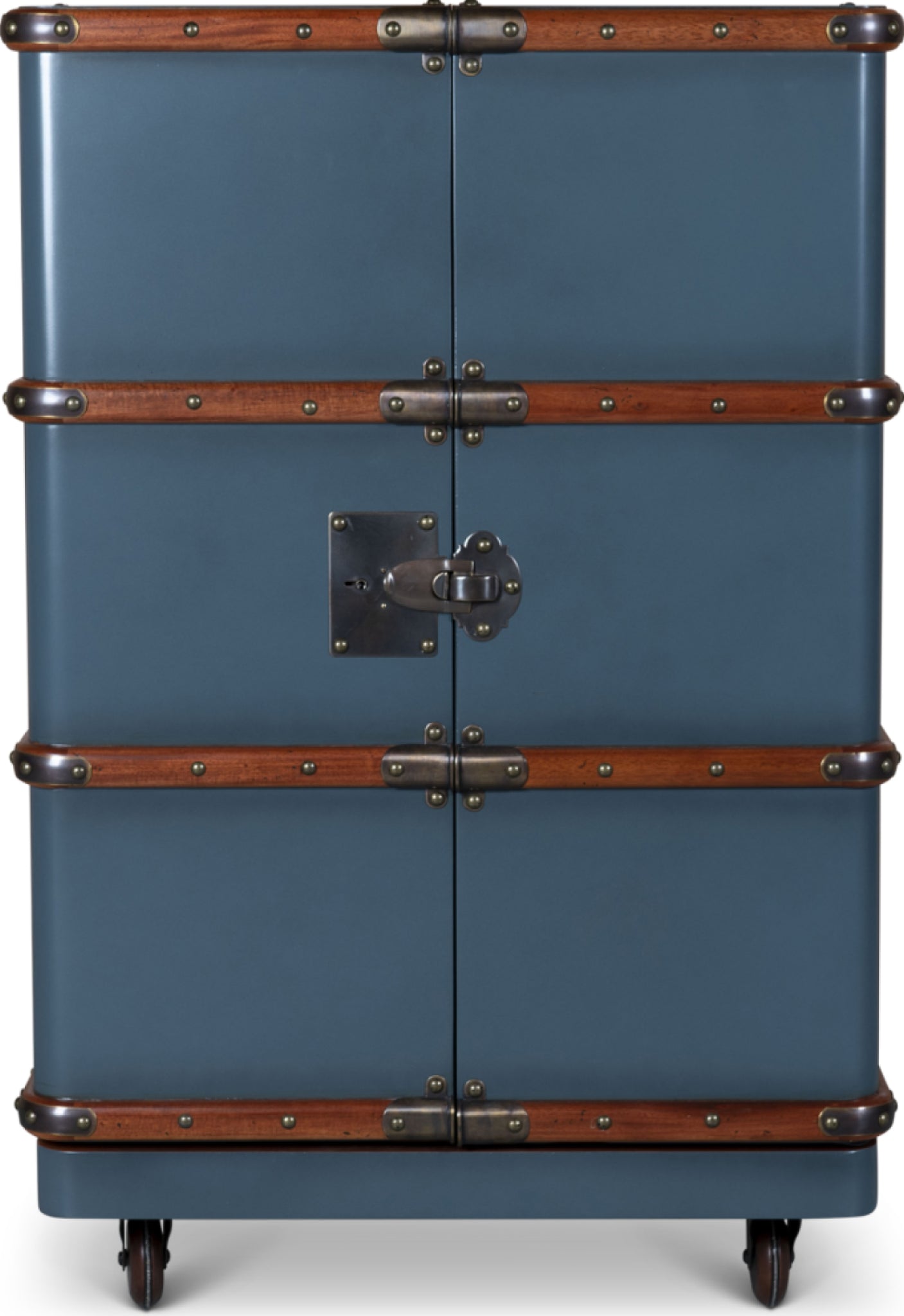 Authentic Models Polo Club Travel Suitcase Cabinet Bar, Petrol