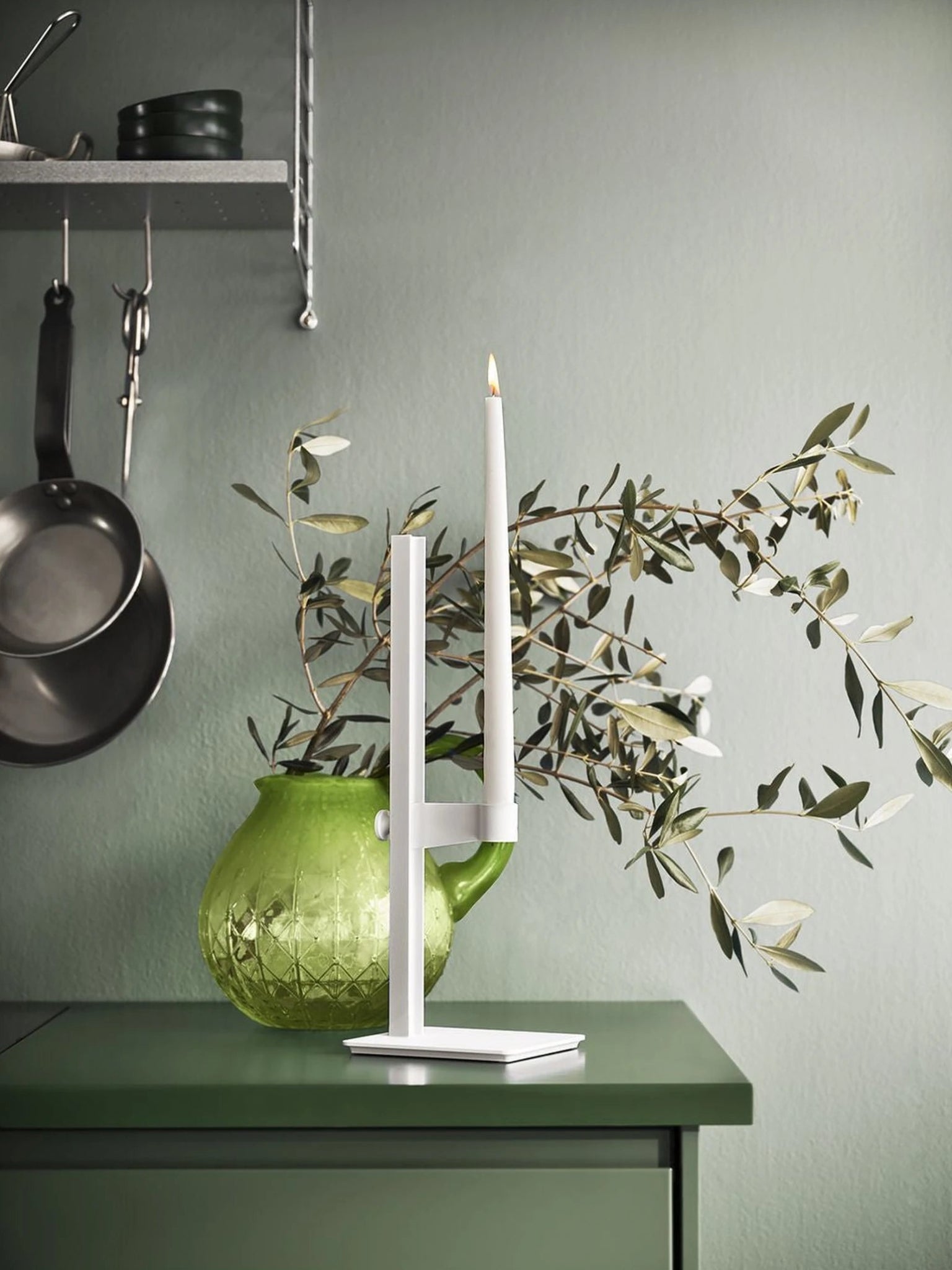 String Furniture Museum Candle Holder, Green