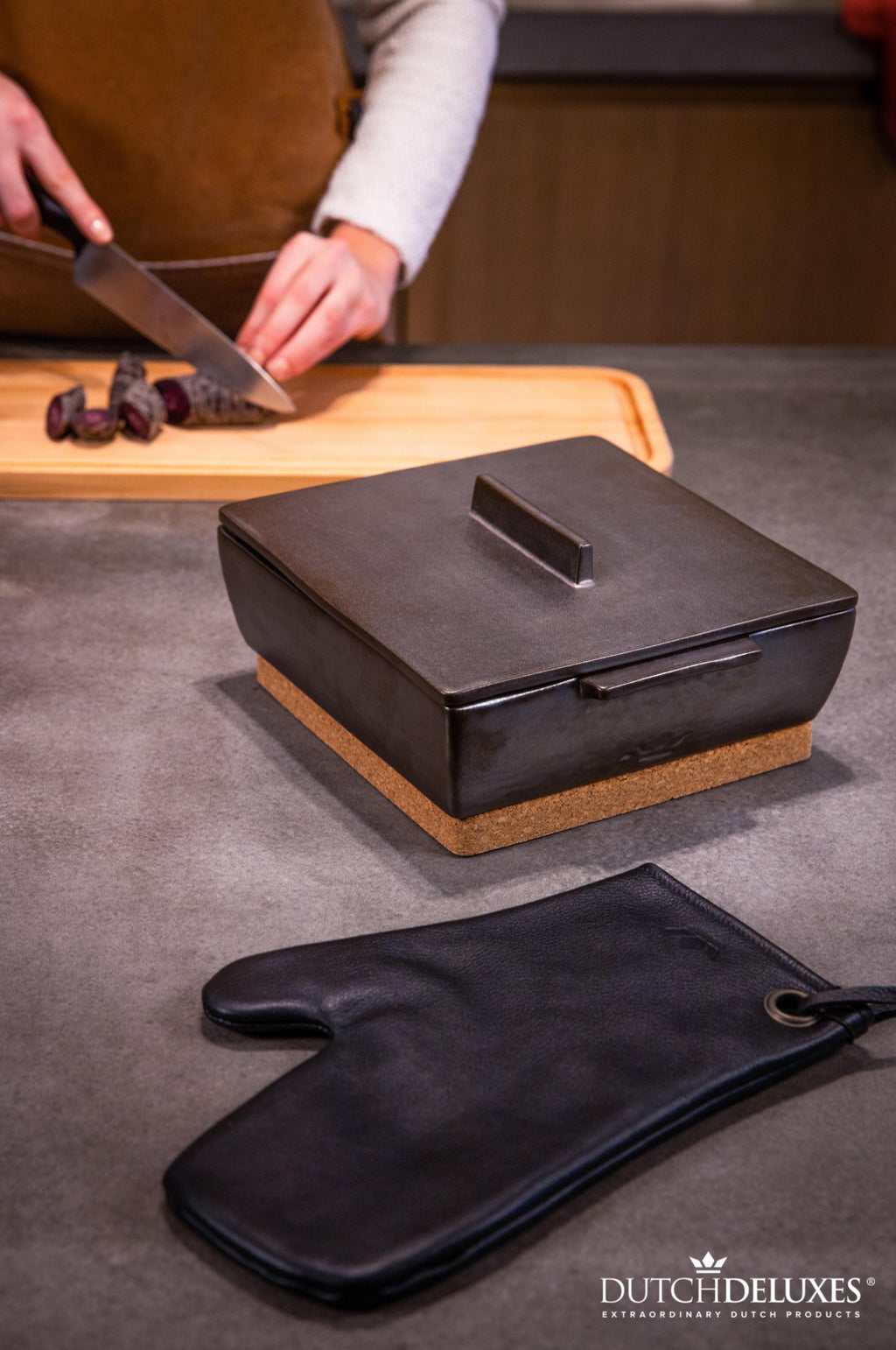 Dutchdeluxes rectangular casserole dish ceramic medium, platinum matt