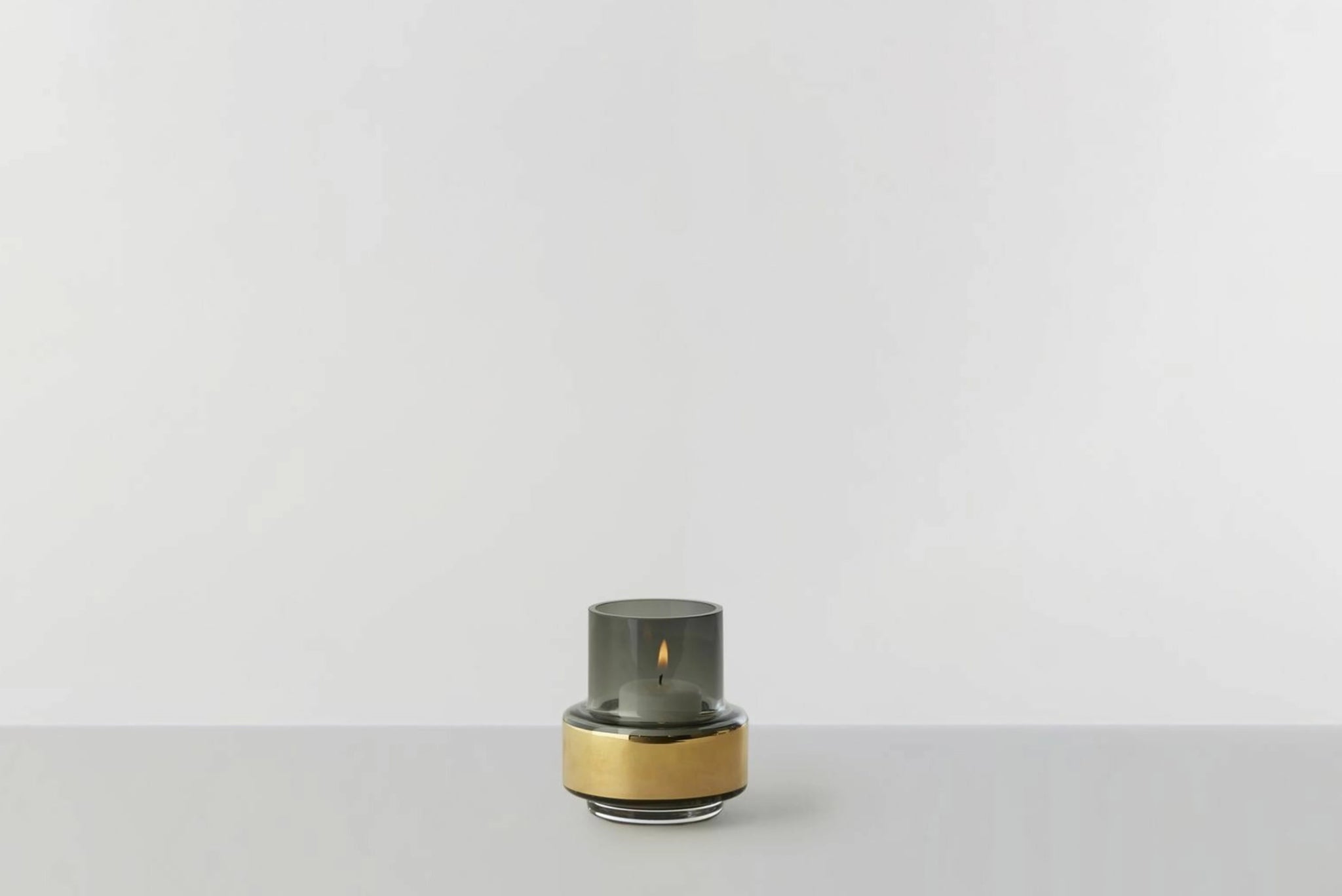 Ro Collection Hurricane No. 25 Tealight Holder, Smoked Grey + Gold