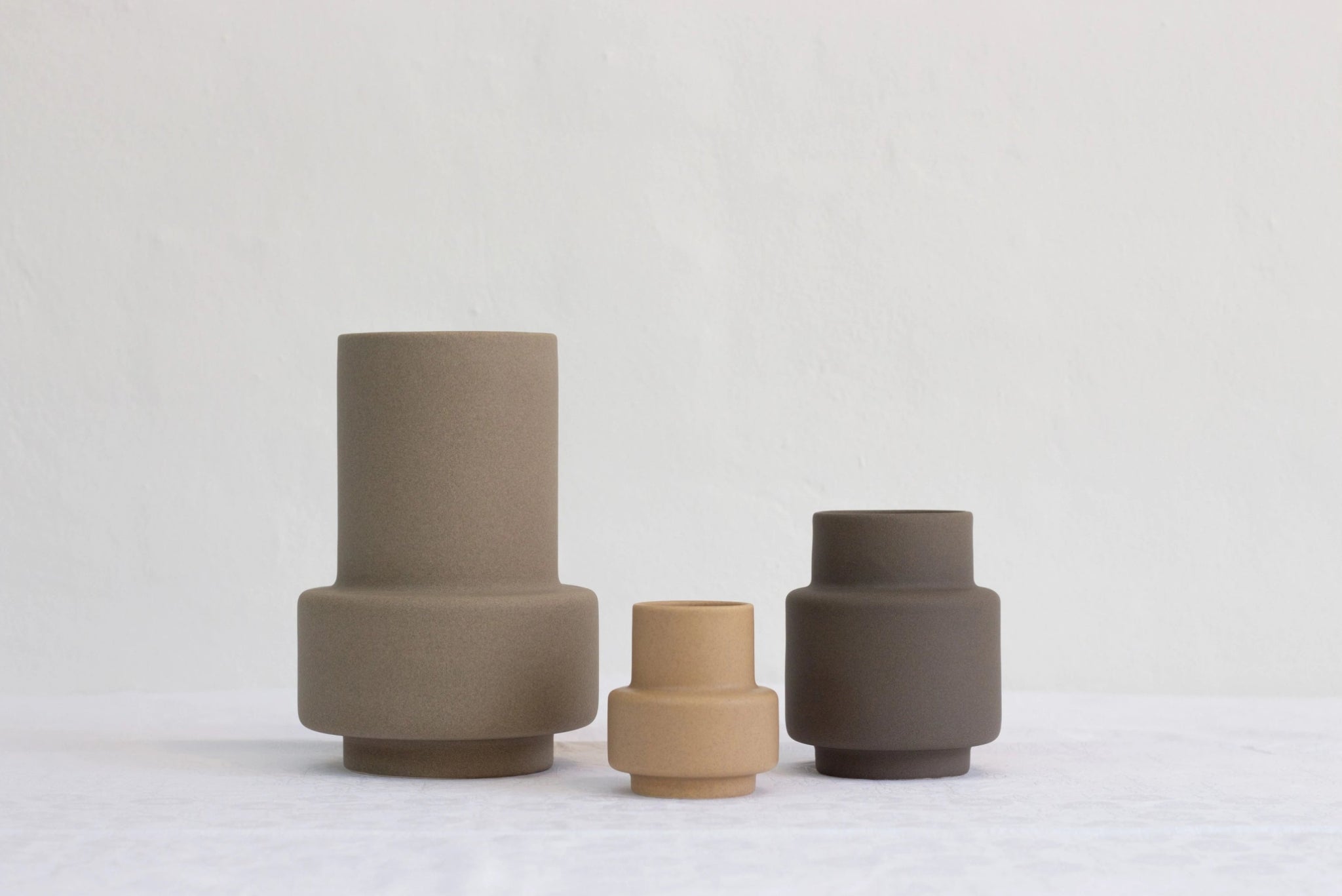 Ro Collection Hurricane Ceramic Vase Small, Light Stone