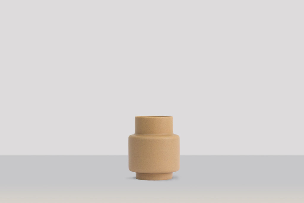 Ro Collection Hurricane Ceramic Vase Medium, Soft Ochre