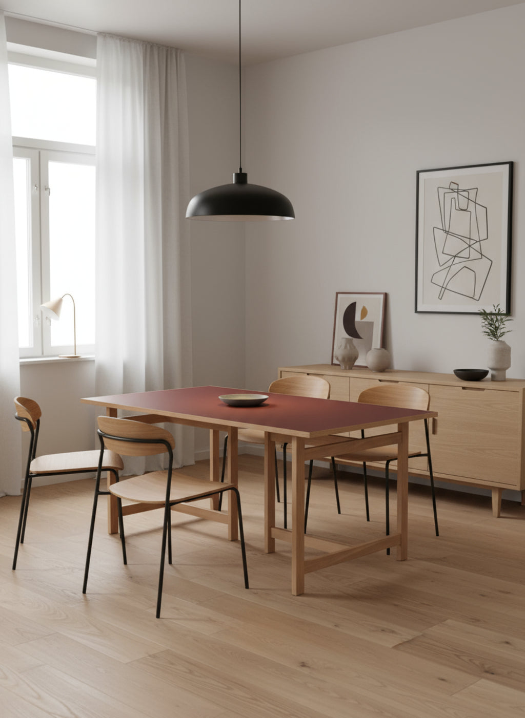 Moebe Rectangular Dining Table, 220x90, Burgundy (fsc Mix Credit)