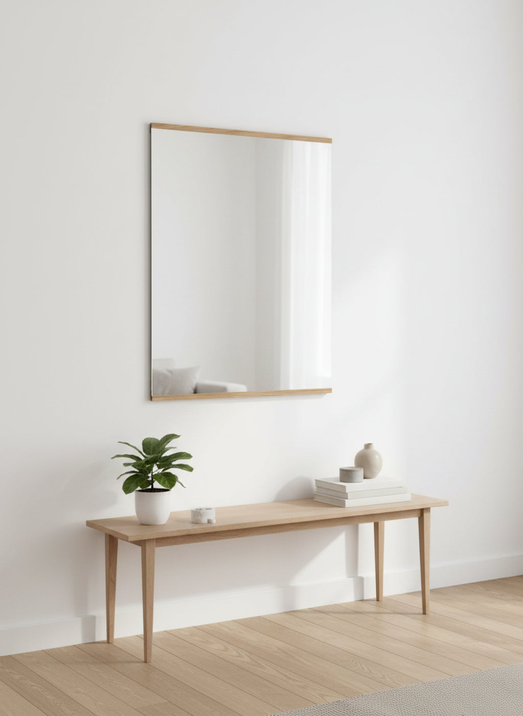 Moebe Rectangular Oak Wall Mirror 101.8x70 cm - Minimalist Nordic Design