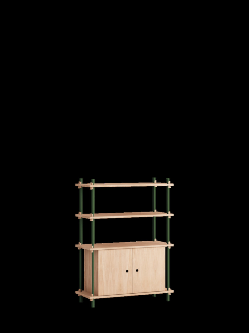 Moebe Shelving Set S.115.1.b, Oak Shelves, Pine Green Legs (fsc Mix Credit)