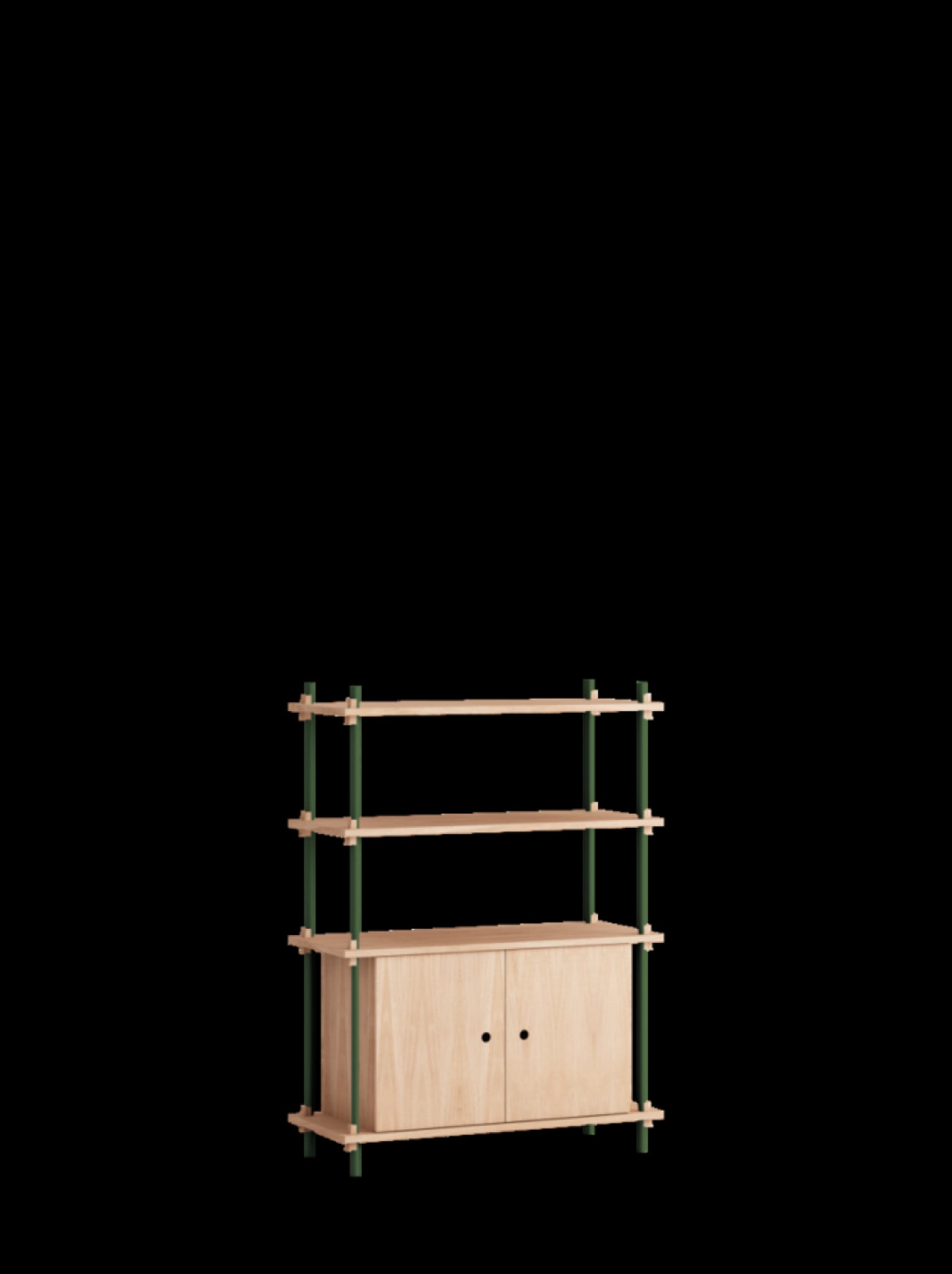 Moebe Shelving Set S.115.1.b, Oak Shelves, Pine Green Legs (fsc Mix Credit)