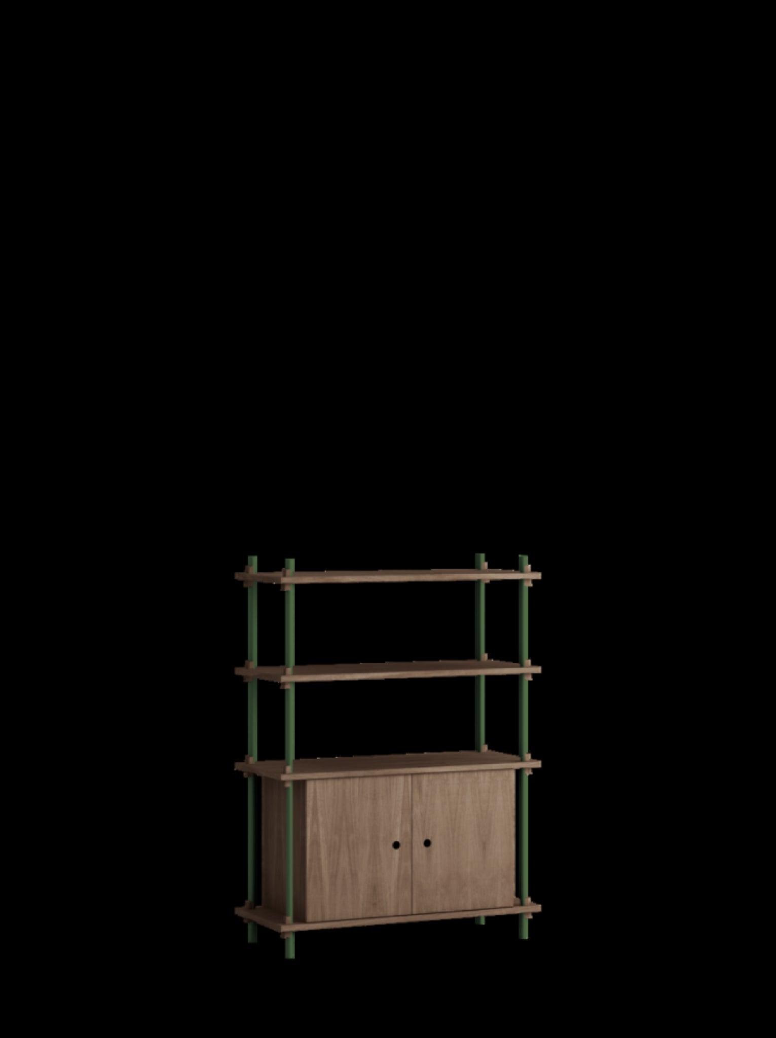 Moebe Shelving Set S.115.1.b, Smoked Oak Shelves, Pine Green Legs (fsc Mix Credit)