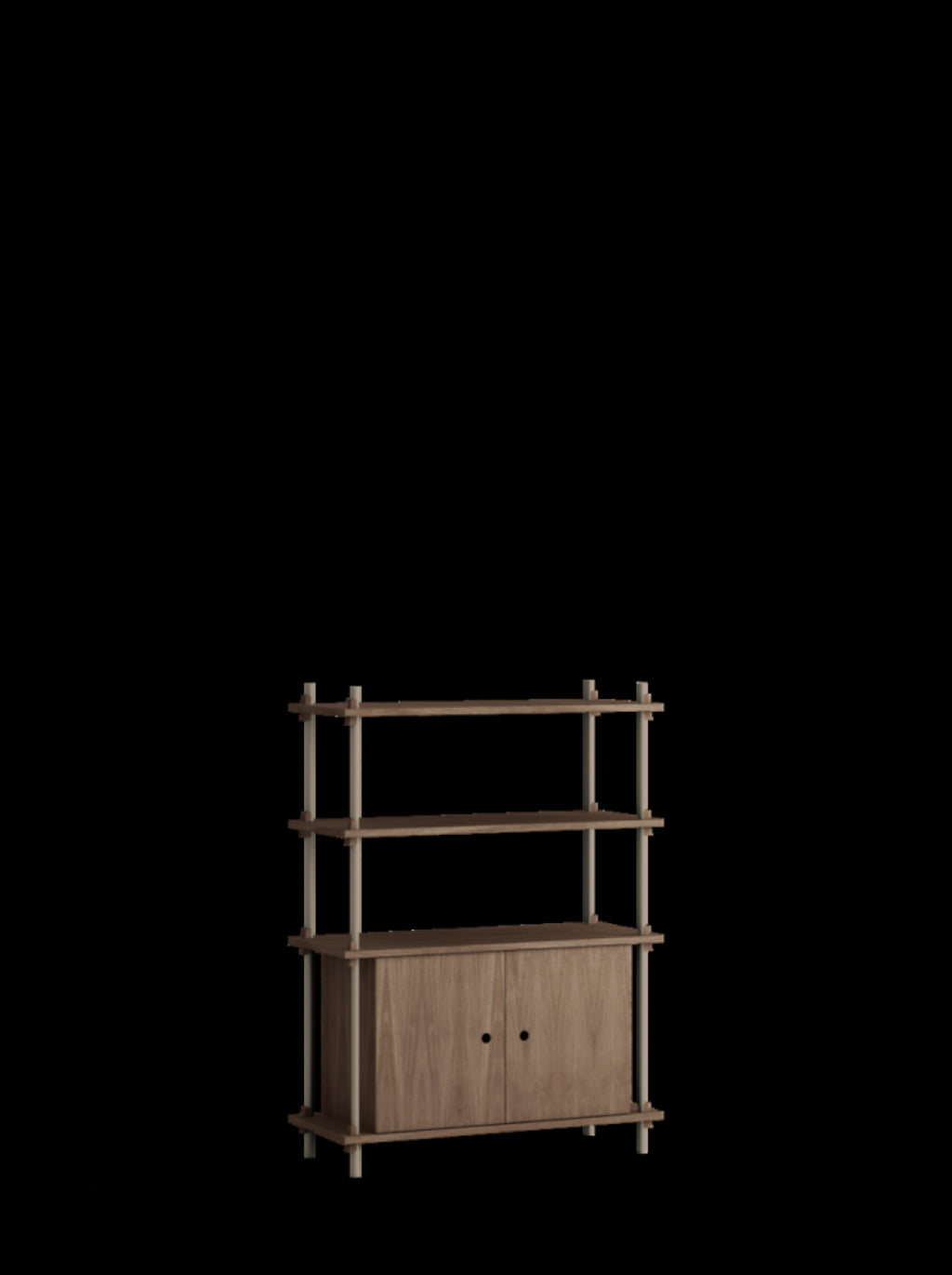 Moebe Shelving Set S.115.1.b, Smoked Oak Shelves, Warm Grey Legs (fsc Mix Credit)