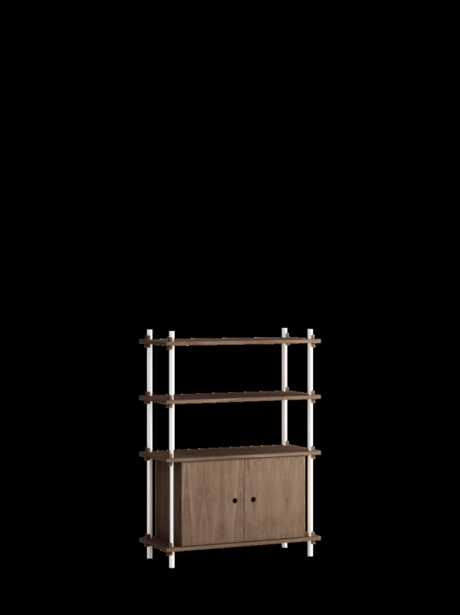 Moebe Shelving Set S.115.1.b, Smoked Oak Shelves, White Legs (fsc Mix Credit)