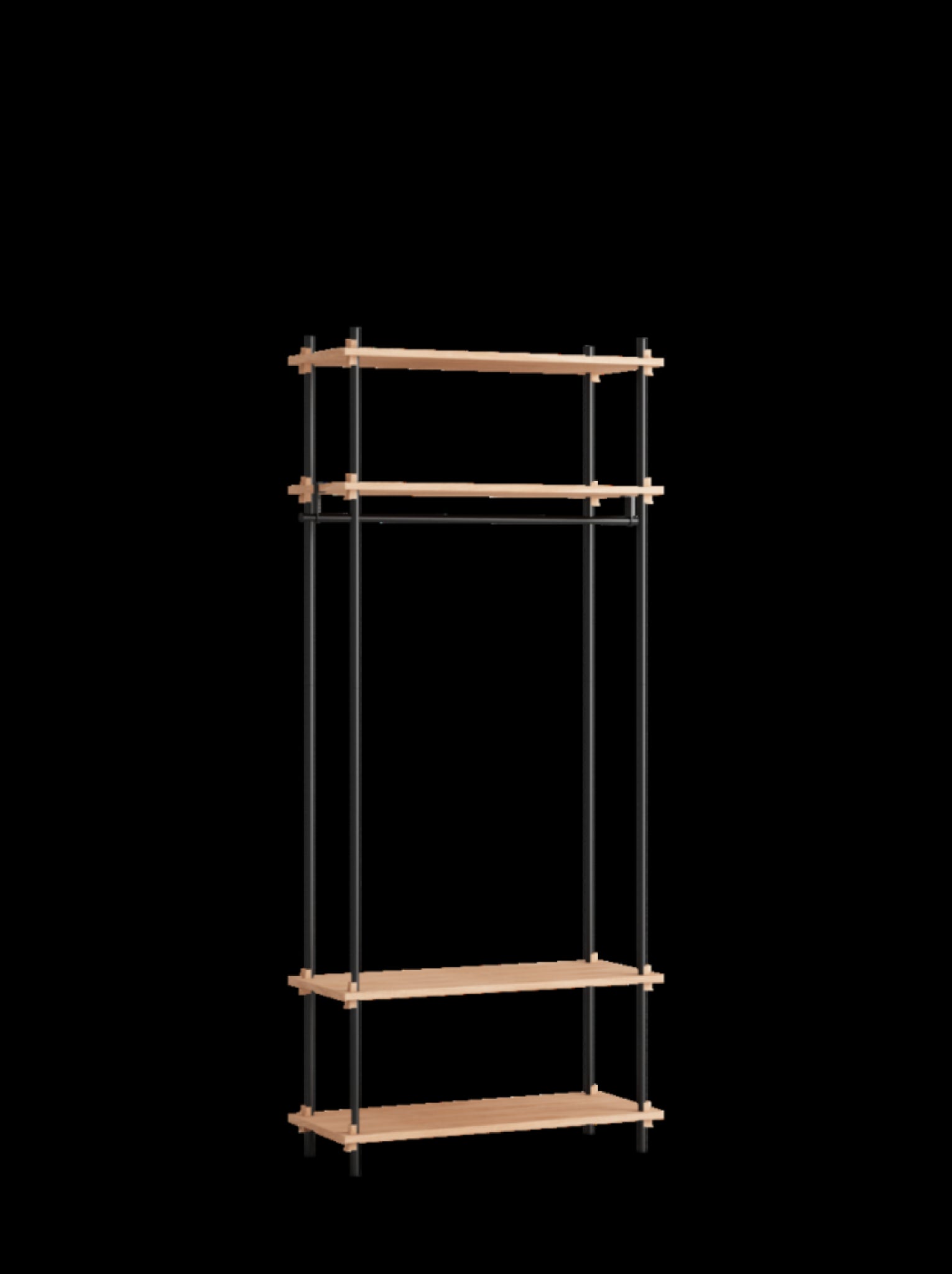 Moebe Shelving Set S.200.1.f, Oak Shelves, Black Legs (fsc Mix Credit)