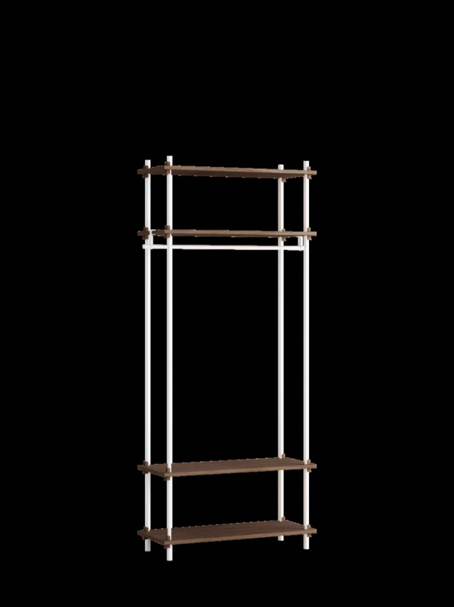 Moebe Shelving Set S.200.1.f, Smoked Oak Shelves, White Legs (fsc Mix Credit)